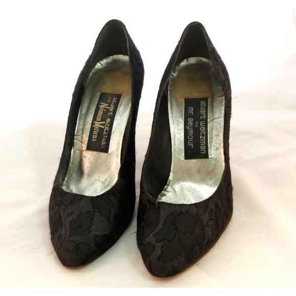Vintage STUART WEITZMAN For MR. SEYMOUR, NEIMAN MARCUS Lace Heels Pumps Size 7 - Picture 1 of 6